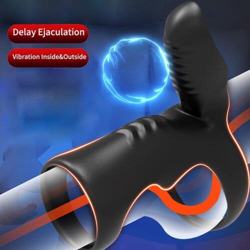 Penis Vibrator for Men Delay Ejaculation Vibrating Cock Ring Penis Erection Adult Sex Toys For Couple Vagina Clitoris Stimulator