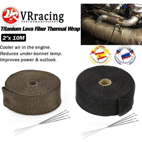 VR -10meter Exhaust Pipe Header Heat Wrap Resistant Downpipe + 4PCS Stainless Steel Ties for Car Motorcycle Accessories VR1810