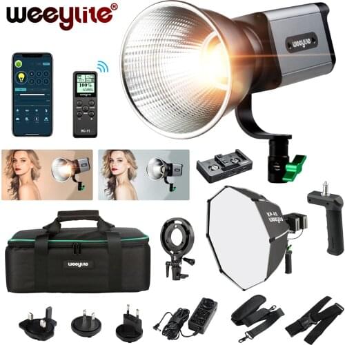 Weeylite 60W LED Continuous Video Light, Bi-Color 2800-8500K Continuous Output Lighting Kit Dimmable LED COB Photography Lights