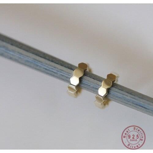 HI MAN S925 Sterling Silver French Glossy Geometric Stud Earrings Women Fashion Personality Birthday Party Jewelry