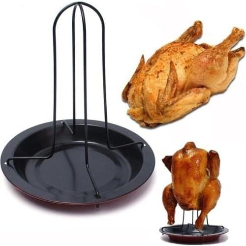 1set Chicken Roaster Holder Rack BBQ Baking Pan Grilling Tool Accessories Indoor Grill