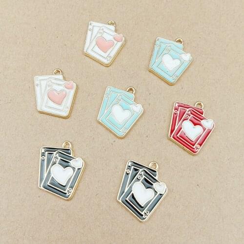 10pcs enamel Poker charm for jewelry making and crafting fashion earring charm zinc alloy poker pendant