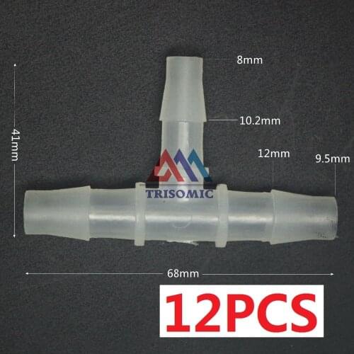12 pieces 10mm*8mm*10mm T type Reducing Connector Tube Joiner Material PP Plastic Fitting Fish Tank Airline Aquarium