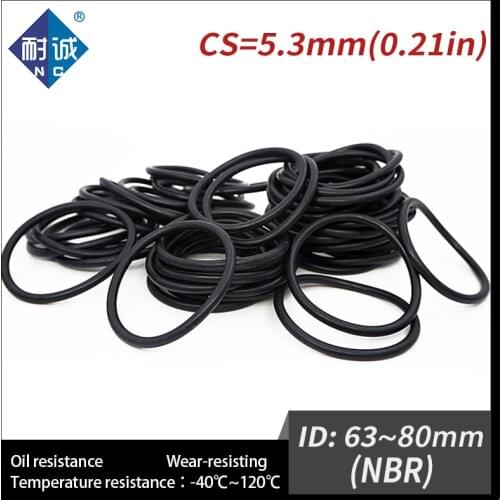 5PCS/lot Rubber Black NBR CS5.3mm ID63/65/67/69/70/71/73/75/77.5/80mm O Ring Gasket Oil resistant waterproof