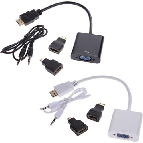 1080P Micro-HDMI/Mini HDMI/HDMI to VGA Converter Adapter With Audio Video Cable