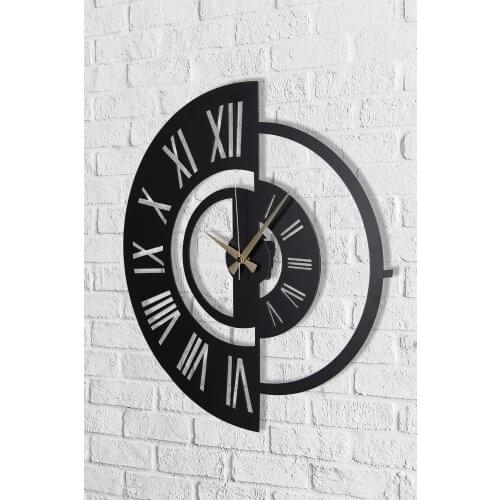 Muyika Ruota Metal Black Wall Clock 50x50 cm 41x41 cm Decorative Home Decoration Office Elegant Clock