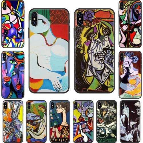 Picasso Abstract Art Painting Phone Case Cover Hull For iphone 5 5s se 2 6 6s 7 8 12 mini plus X XS XR 11 PRO MAX black soft