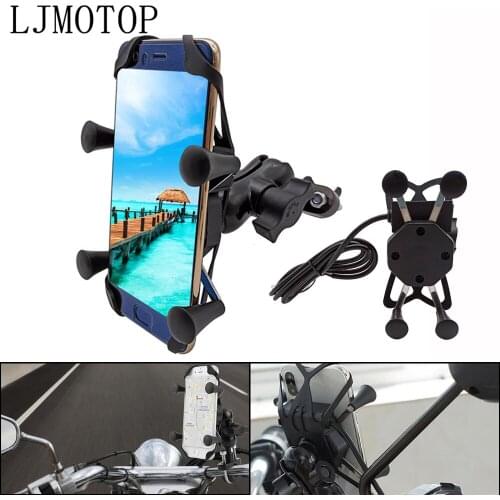 Universal Motorcycle phone holder Chargeable Wired USB 360 Rotation For Yamaha MXT850 Niken GT XTZ700 TENERE FZ1 FAZER