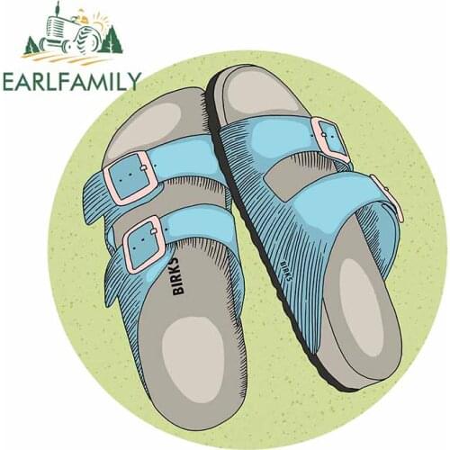 EARLFAMILY 13cm x 12.8cm for Slippers Blue Trunk Car Stickers Surfboard Waterproof Decal Trunk Windows Cartoon Vinyl Car Wrap