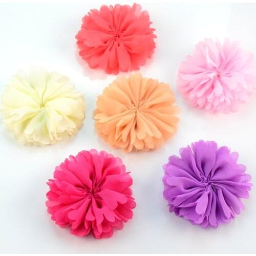 100pcs/lot 6.0cm Artificial Fabric Chiffon Flower for Dress Kids Headband Flower Accessory Hair Floral Flatback TH220