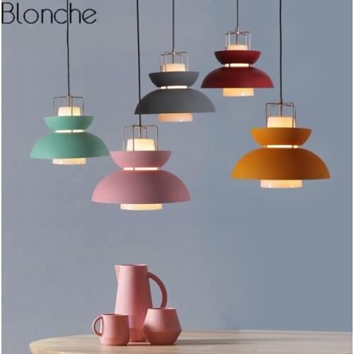 Nordic Round Iron Pendant Lights Glass Lampshade Led Lamp Dining Room Bedroom Kitchen Hanging Light Fixtures Industrial Decor