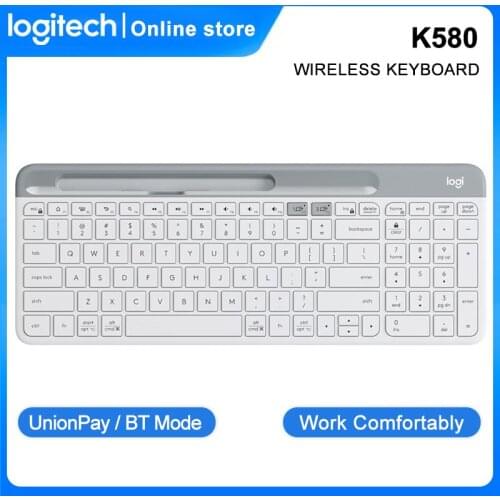 Logitech K580 2.4G Wireless Bluetooth Ultra-Thin Office Keyboard Unifying Dual Mode Multi-Device for Computer Tablet
