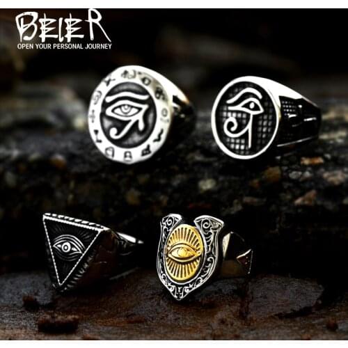 BEIER 2021 new arrival viking rune Nordic stainless steel ring faith Eye of Horus Ring jewelry for Man/Women BR8-753