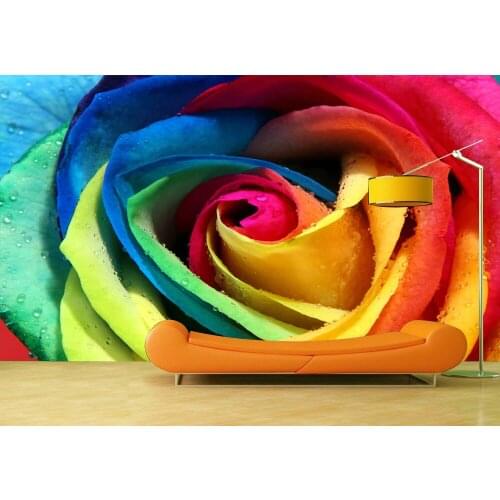 Custom Wallpaper Murals Wall Colorful Booming Rose Self Adhesive Vinyl Wall Sticker Poster Wall Paper Home Decor