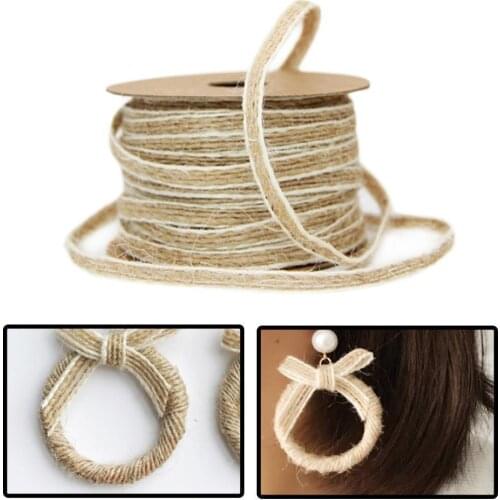 Natural Rustic Wedding 10M*0.5cm Mariage Fish Silk With Tape Vintage Roll Trims Decoration Hemp Line Ribbon White F7Q5