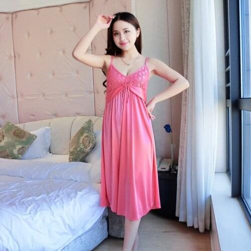 Sexy Nightgown Women Sleeveless Strap Lace Nightwear Sleepwear Female Lounge Wear Night Dress Home Comfort Sleepshirt Nighty