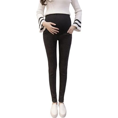 Maternity Spring and Autumn New Korean Jeans Washing Elastic High Waist Abdominal Support Jacket