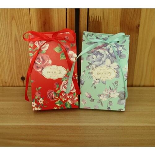 Wholesale 2000pcs peony flower printed candy box wedding party big candy box chocolate gift bag birthday favor party decorations