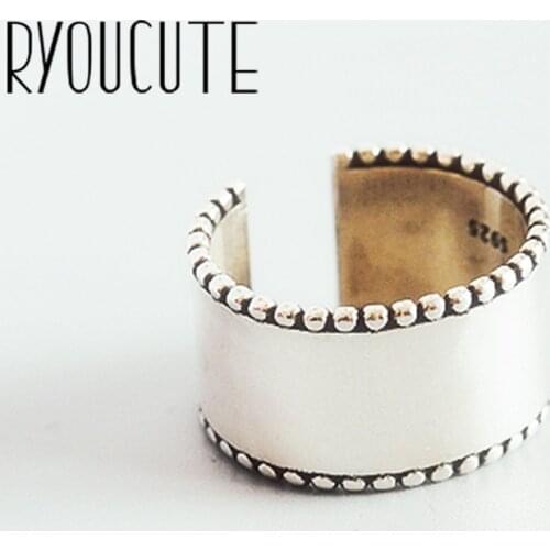 Personality Vintage Silver Color Large Smooth Rings for Women Adjustable Size Antique Rings Anillos
