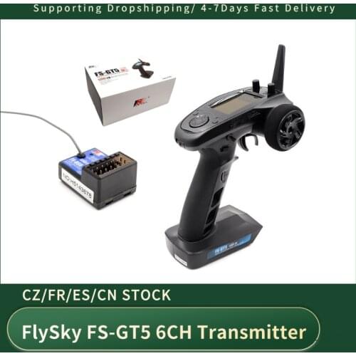 Original FlySky FS-GT5 2.4G 6CH AFHDS RC Transmitter w/ FS-BS6 Receiver for RC Car Boat RC Parts Accessories