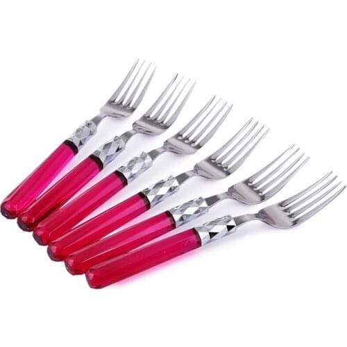 Pink 6'LI Platinum Dessert Fork Set