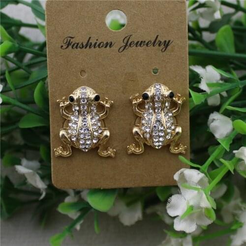 New Japanese and Korean style inlaid semi-precious gem frog cute animal fashion exquisite small stud earrings