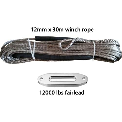 1/2" x 100' synthetic winch rope with 12000lbs hawse fairlead for 4wd atv utv off road Boat Winch Rope, ATV Winch Accessories