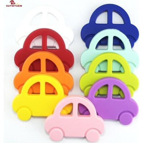 Sutoyuen 1pcs Silicone Teether Car Chewable Pacifier Clips Pendant Nursing Baby Dummy Jewelry Teething Toy Charms BPA Free