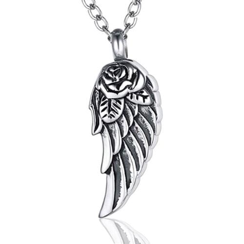 Angel Wing Cremation Urn Necklace For Ashes Memorial Keepsake Pendant Stainless Steel Remembrance Jewelry Gift
