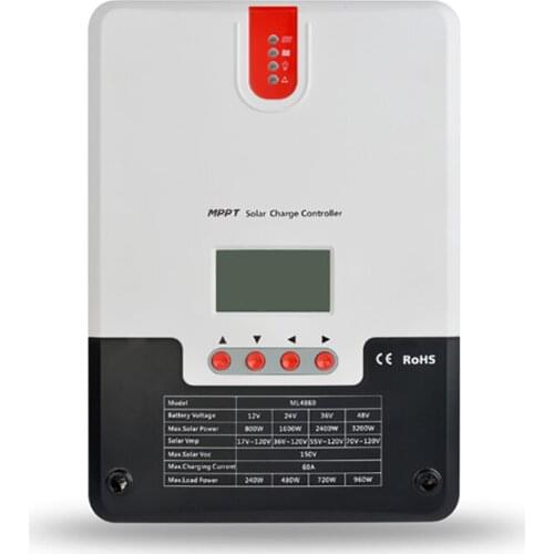 Waterproof MPPT Solar Charge Controller 12V/24V/36V/48V 60A For Solar Home Application With LCD Display