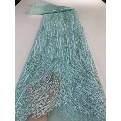 High Quality Lace Fabric Bead Tube Sequin Embroidery French Tulle Mesh Design Sewing Wedding Dress Party Skirt 5 Yards Wholesale