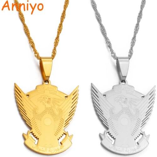 Anniyo South Sudan National Emblem Pendant Necklaces Silver Color/Gold Color Jewelry South Sudanese Ethnic Jewellery #124321