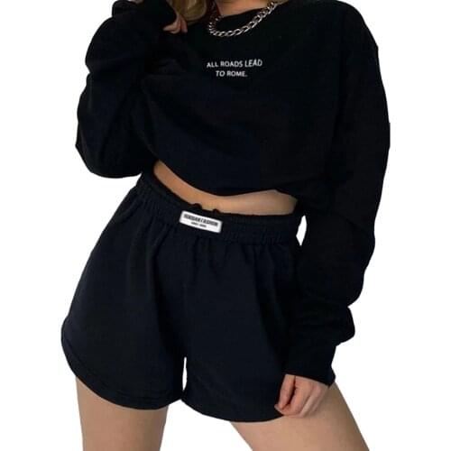 Women Shorts Elastic High Waist Casual Simple Style Sportswear Loose Version Cool Summer Clothing