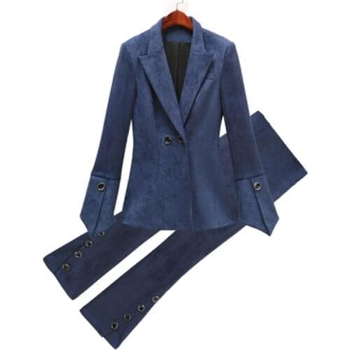 Fashion pants suit women autumn and winter New high-end self-cultivation small suit suit women temperament casual two-piece Set