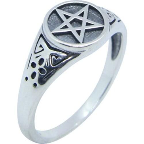 Size 6-10 Lady Girls 925 Sterling Silver Star Ring Jewelry Newest S925 Pentagram Ring