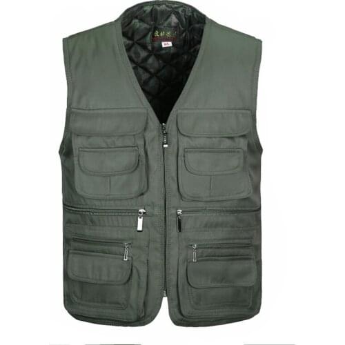 B new 2020 Autumn Winter Warm Multi-pocket men vest Fashion Sleeveless Mens Vest Casual Cotton Wear vest men Winter