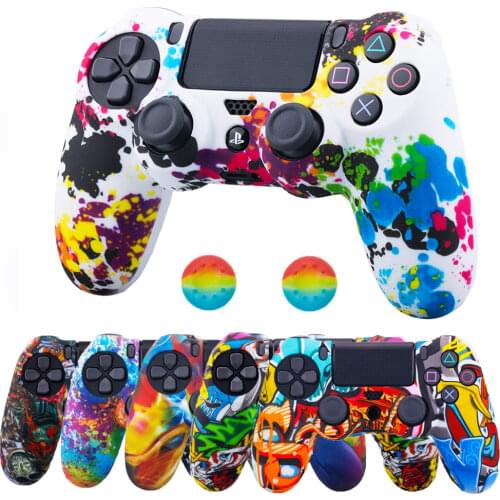 ZOMTOP Water Transfer Printing Camouflage Silicone Cover Skin Case for Sony PS4/slim/Pro Dualshock 4 Controller Accessories
