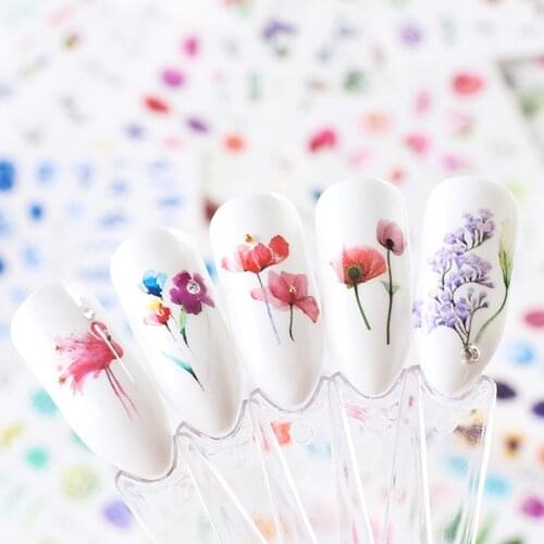 1 Sheet Flower Series Nail Arts Stickers Decoration Flower Water Transfer Slider Manicure Nail Art Decals DIY Fashion Wraps Tips