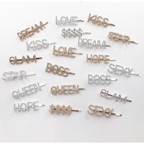 20pcs/lot Shining Hair Clip Kiss Star Queen Small Size Girls Hairclips Glitter Birthday Gift Hair Clip For Children