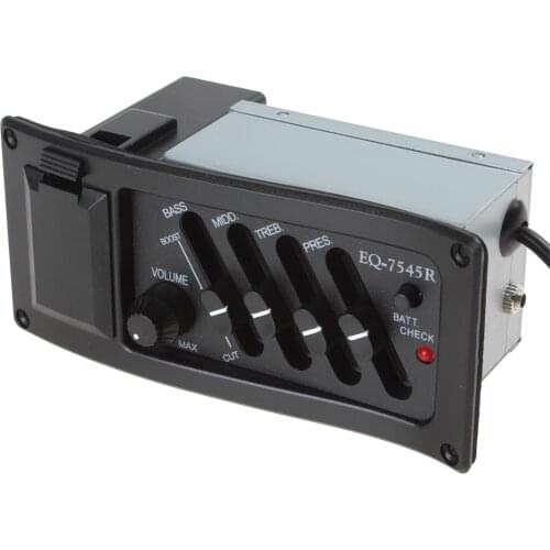 4 Band EQ 7545 Piezo Black Preamp Amplifier Equalizer Tuner for Acoustic Guitar Comp