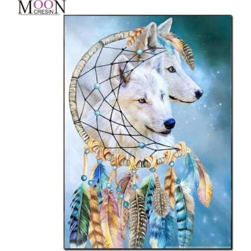 5D Diy Diamond Painting White Wolf Embroidery Cross Stitch Mosaic Full Square Round Drill Rhinestones Home Decoration Needlework