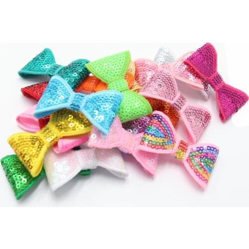 20PCS Colorful DIY Shiny Sequin Bows For Girls Hair Accessories 5CM Headbands 18 Colors Available Wholesale Hair Accessories