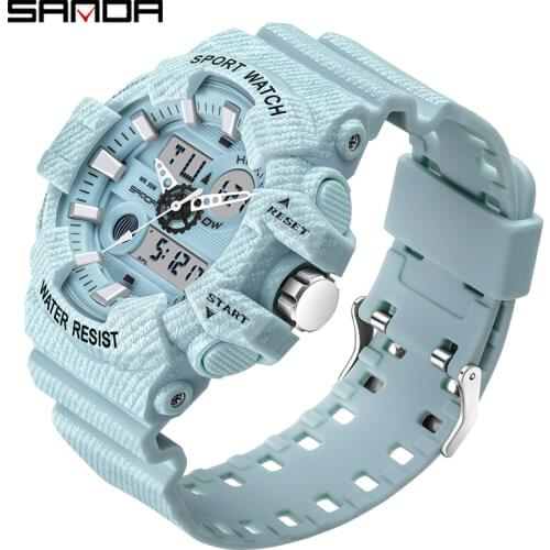 SANDA Men Japan Movement Quartz Digital Male Clock Waterproof Military Army Cowboy Men G style Sports Watches Relogio Masculino