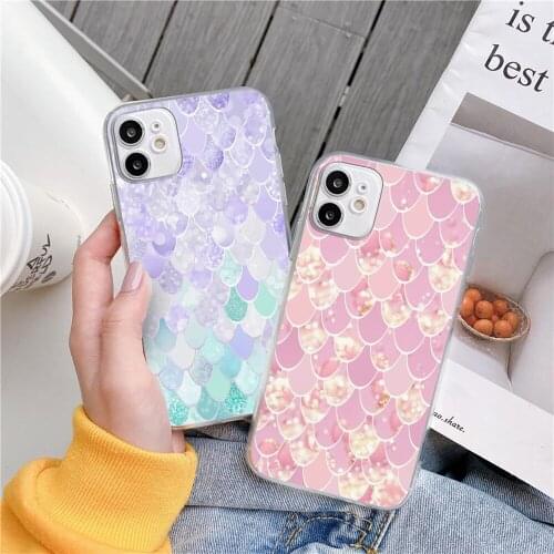 The fish-scale case glowed with fire Case For iPhone 11 Pro XS MAX XR X 7 8 6Plus SE 2020 Candy Soft Silicone Phone Cover Bag
