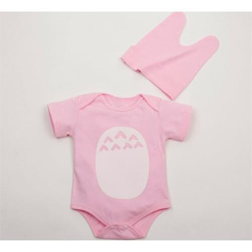 Baby Romper Jumpsuit Cotton Short Sleeve With Hat Character Cartoon Totoro Baby Romper Clothes For 0-2T