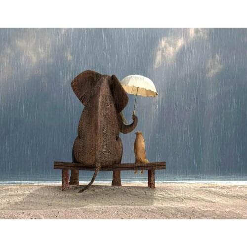 DIY Painting By Numbers Elephant Animals Coloring By Numbers Rain Wall Art Canvas Picture Hand Painted Modern Room Decoration