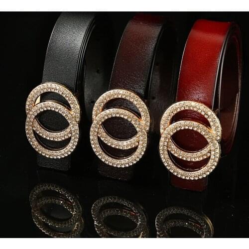 Elegant/generous diamond women Belt Luxury design Metal smooth buckle female jeans Belts children Boys / girls fashion waistband