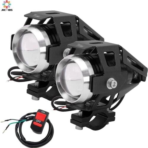 Motorcycle Universal 2PCS White Headlights Auxiliary Lamp U5 Led Spotlight Accessories 12V 125W Moto DRL head lights motorbike