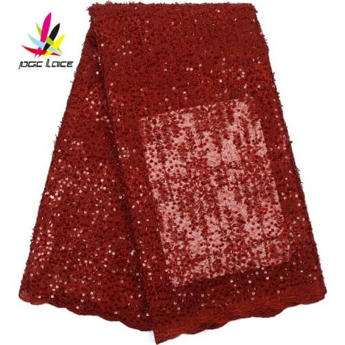 New Arrival French Lace For Wedding dresses African Sequins Lace Fabric Luxury Embroidery For Women 5 Yards XZ2669B-1