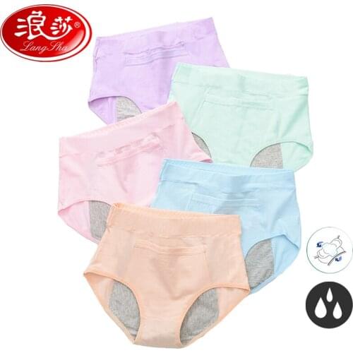 LANGSHA 5Pcs/set Leak Proof Menstrual Period Panties Womens Underwear Physiological Pants Cotton Health Ladies Seamless Briefs